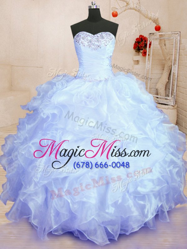 wholesale discount lavender lace up sweetheart beading and ruffles sweet 16 dress organza sleeveless