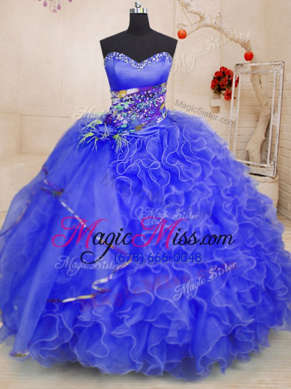 wholesale trendy sleeveless beading and ruffles lace up 15 quinceanera dress