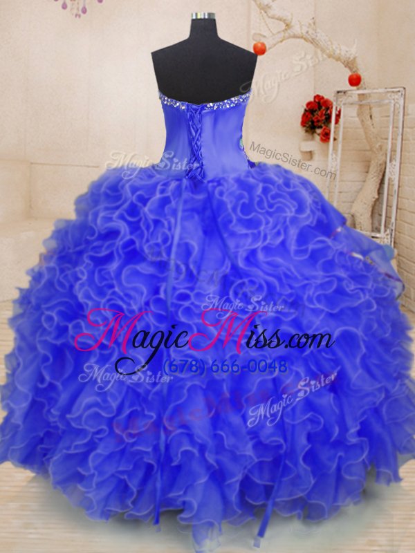 wholesale trendy sleeveless beading and ruffles lace up 15 quinceanera dress