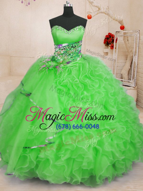 wholesale gorgeous lace up sweetheart beading and ruffles sweet 16 dress organza sleeveless