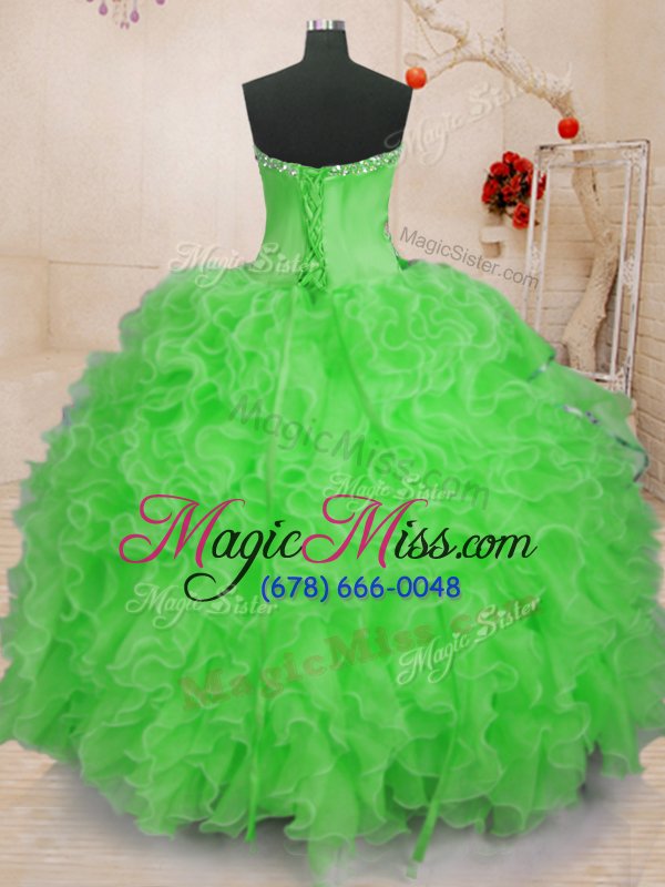 wholesale gorgeous lace up sweetheart beading and ruffles sweet 16 dress organza sleeveless