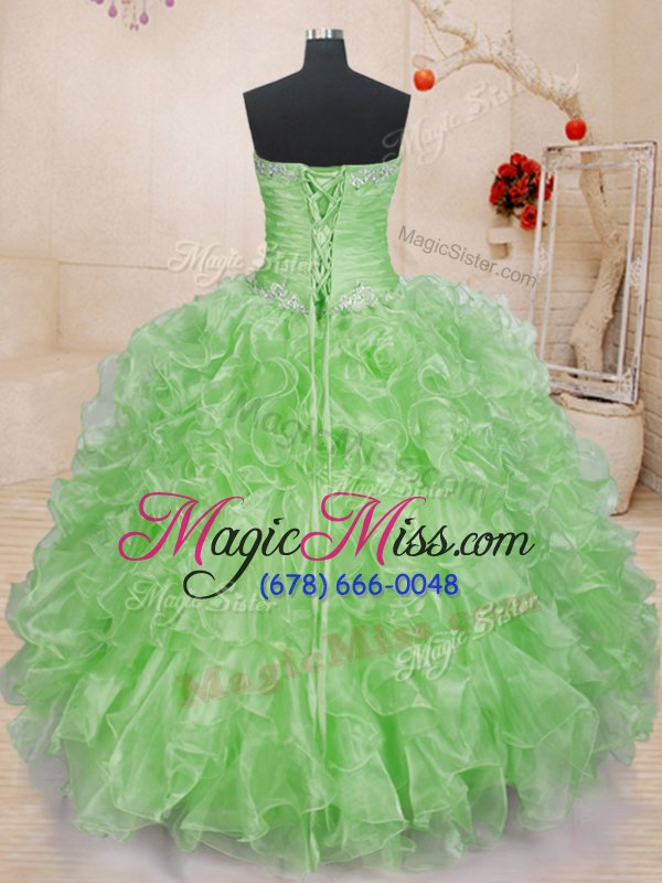 wholesale super sweetheart neckline beading and ruffles quinceanera gowns sleeveless lace up