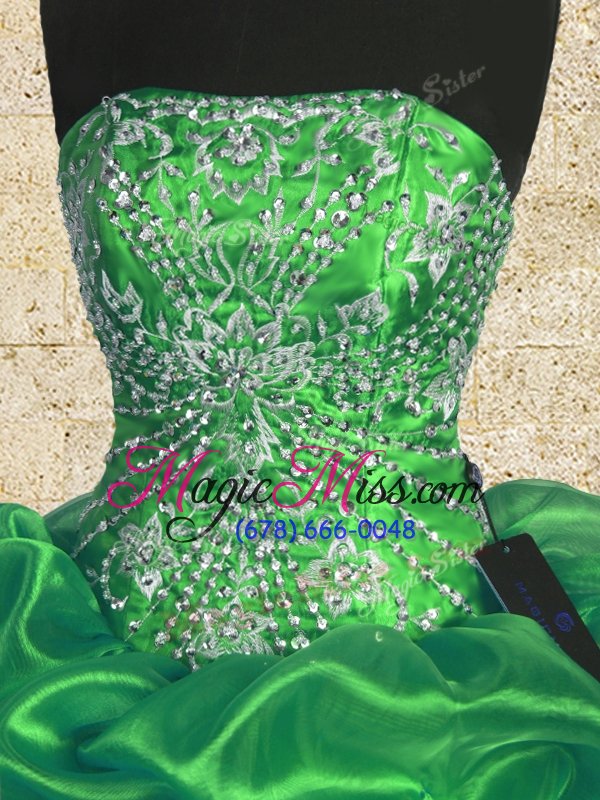 wholesale delicate sleeveless organza floor length lace up quinceanera gowns in green for with beading and embroidery