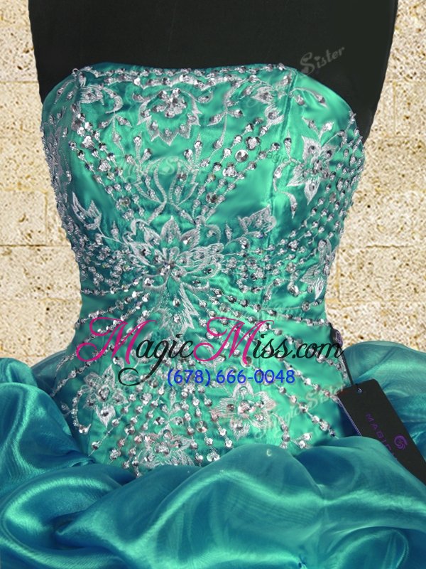 wholesale dazzling sleeveless lace up floor length beading and ruffles quinceanera gowns