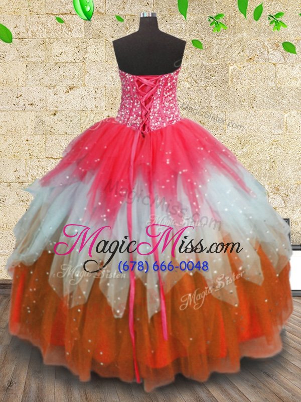 wholesale great ruffled floor length ball gowns sleeveless multi-color sweet 16 dresses lace up