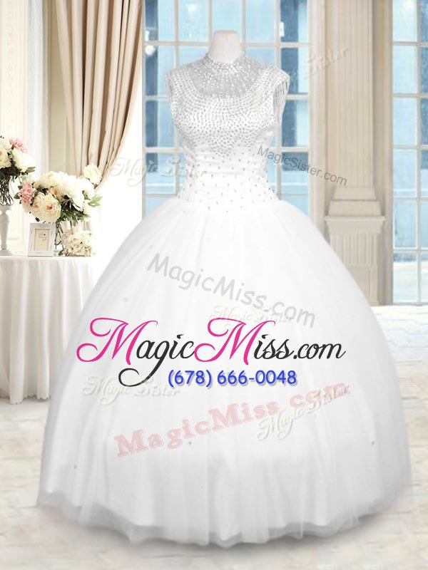 wholesale tulle sleeveless floor length quince ball gowns and beading