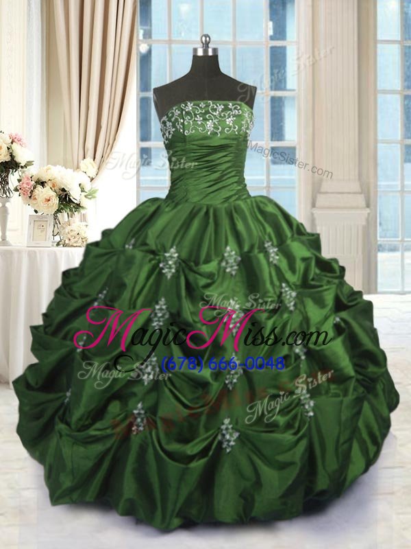 wholesale stunning sleeveless beading and appliques and embroidery and pick ups lace up quinceanera dresses