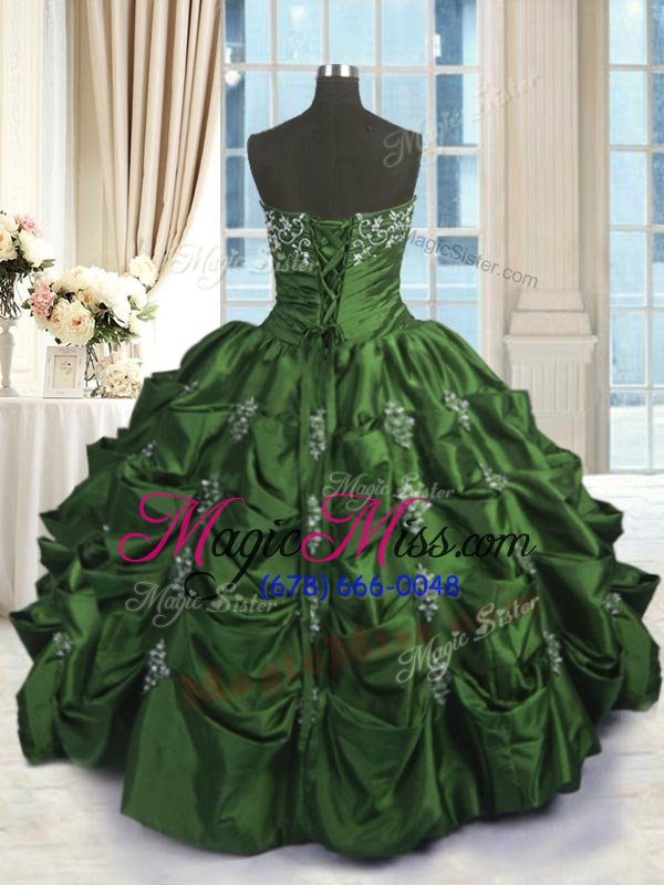 wholesale stunning sleeveless beading and appliques and embroidery and pick ups lace up quinceanera dresses