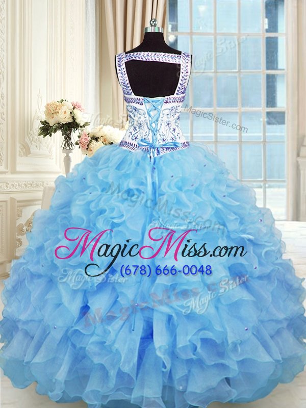 wholesale customized floor length lace up vestidos de quinceanera baby blue and in for military ball and sweet 16 and quinceanera with beading and appliques and ruffles