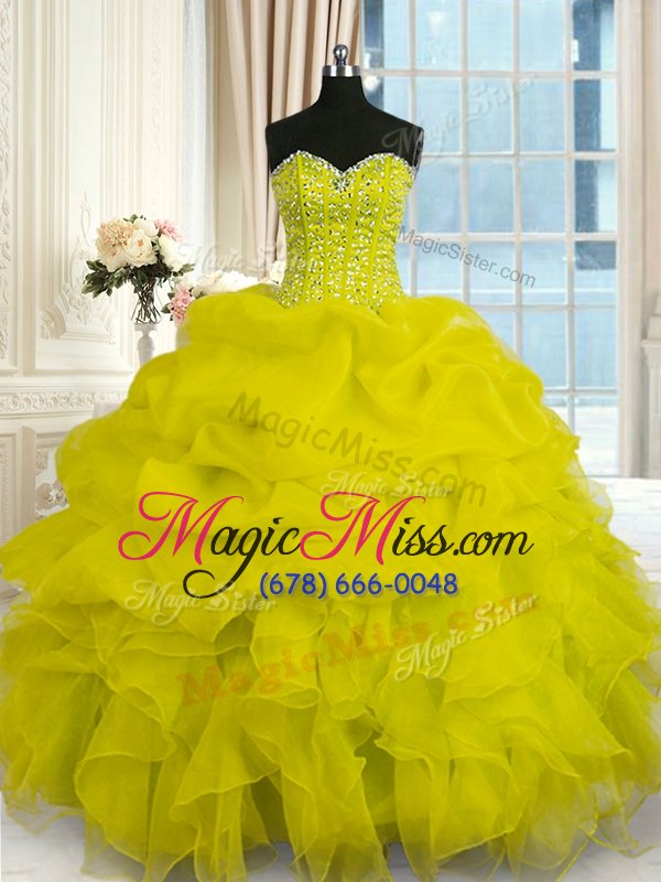 wholesale delicate floor length ball gowns sleeveless yellow vestidos de quinceanera lace up