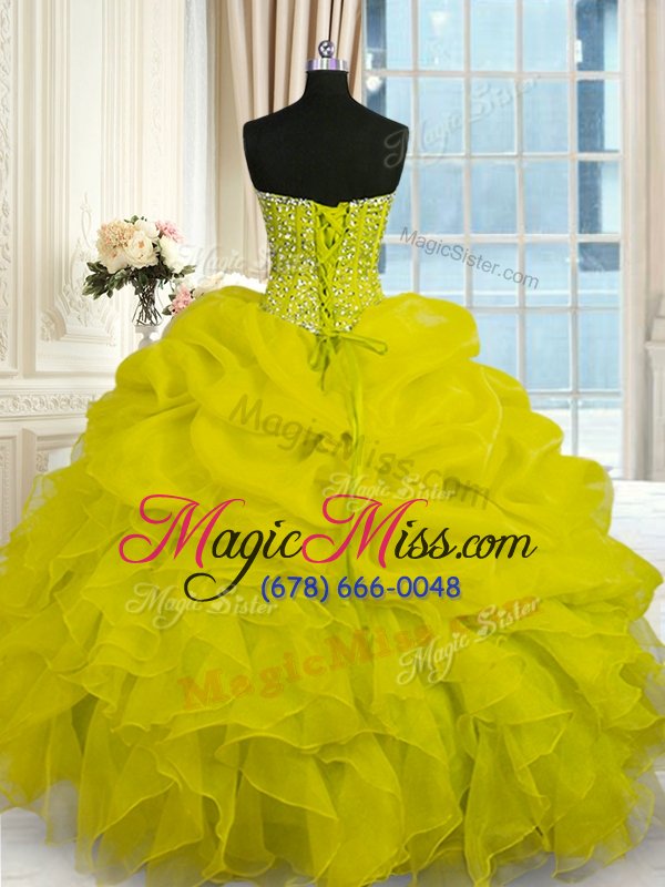 wholesale delicate floor length ball gowns sleeveless yellow vestidos de quinceanera lace up