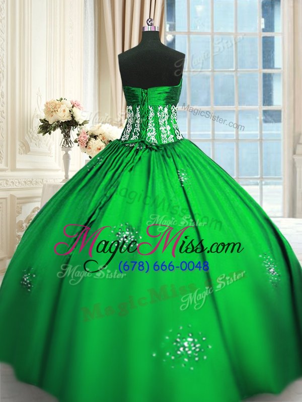 wholesale dazzling ball gowns beading and appliques and ruching ball gown prom dress lace up taffeta sleeveless floor length