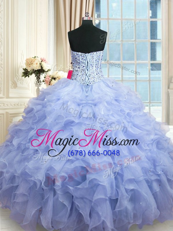 wholesale glamorous lavender lace up sweetheart beading and ruffles quinceanera dresses organza sleeveless