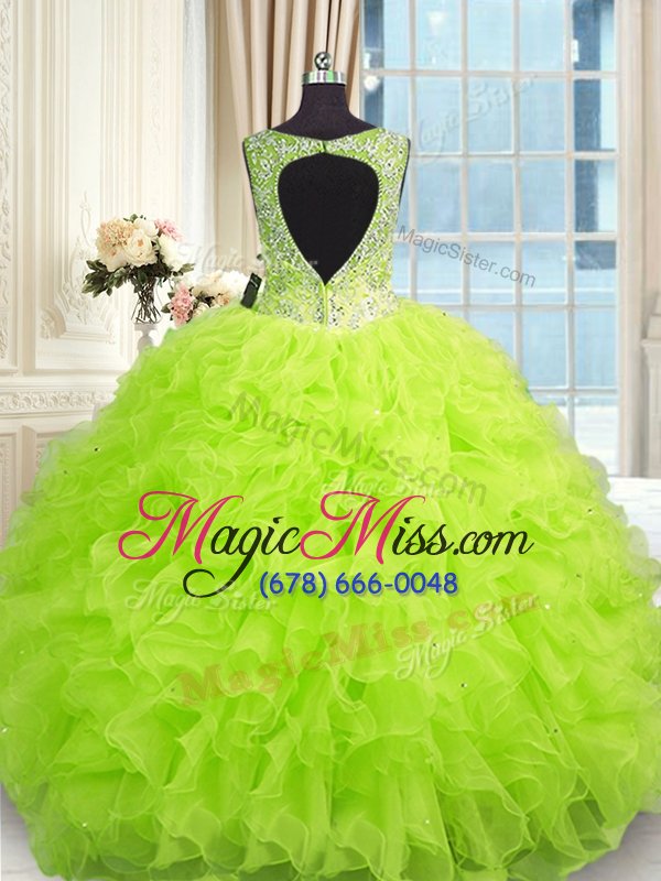 wholesale smart organza v-neck sleeveless zipper beading and ruffles 15th birthday dress in