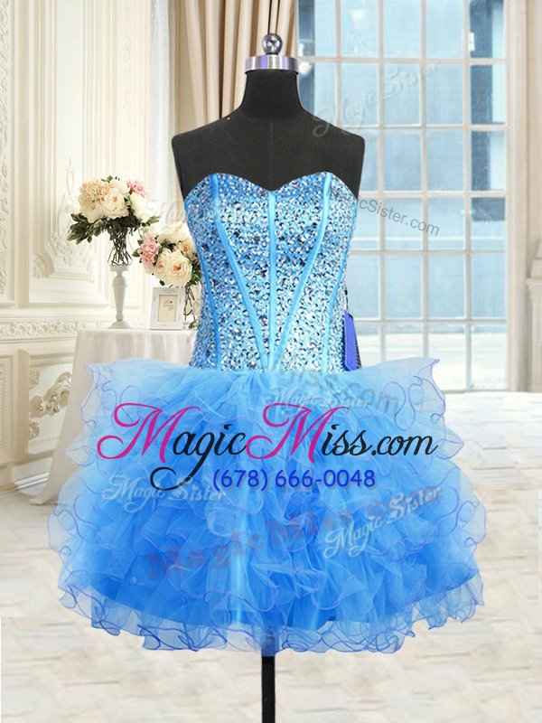 wholesale new style three piece floor length ball gowns sleeveless baby blue sweet 16 dresses lace up