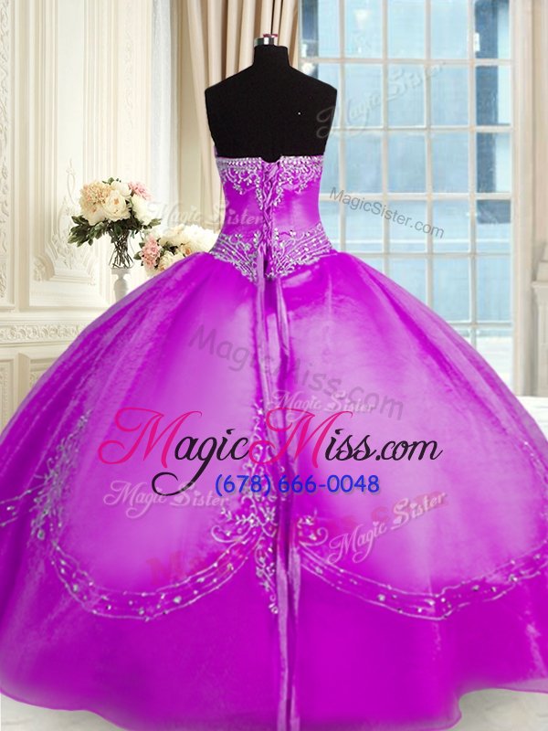 wholesale fitting organza sleeveless floor length quinceanera gown and beading and embroidery