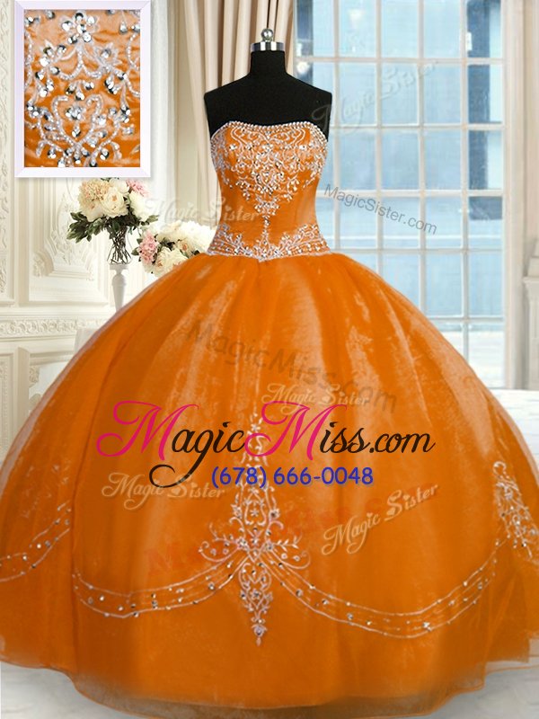 wholesale unique sleeveless organza floor length lace up vestidos de quinceanera in gold for with beading and embroidery