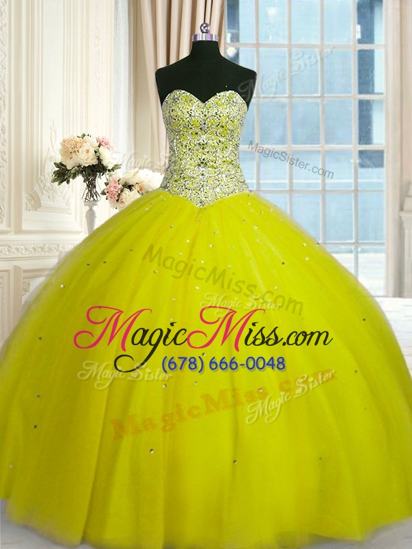 wholesale enchanting sweetheart sleeveless tulle 15th birthday dress beading and sequins lace up