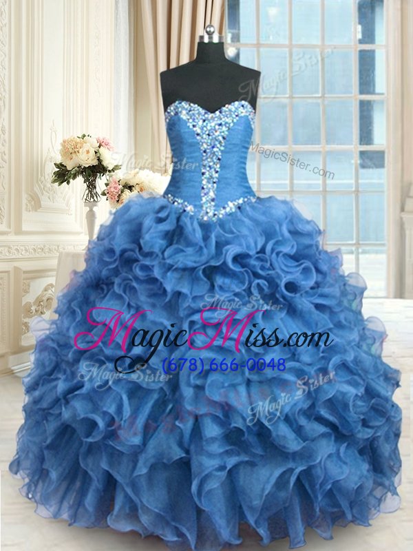 wholesale nice floor length ball gowns sleeveless baby blue sweet 16 quinceanera dress lace up