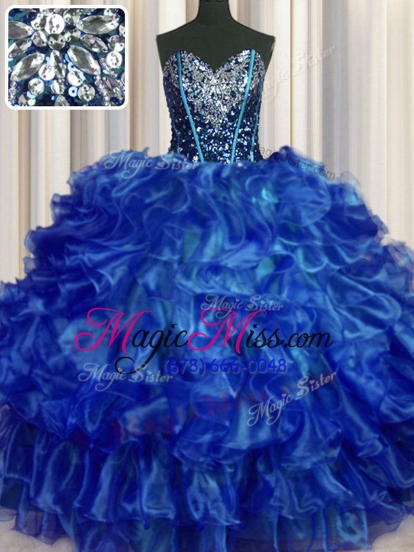 wholesale stunning sweetheart sleeveless organza vestidos de quinceanera beading and ruffles lace up