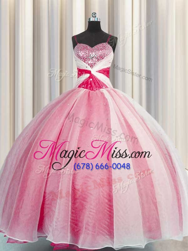 wholesale vintage organza sleeveless floor length 15 quinceanera dress and beading and sequins and ruching