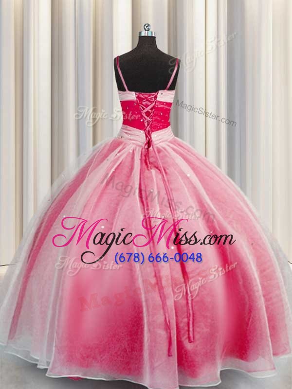 wholesale vintage organza sleeveless floor length 15 quinceanera dress and beading and sequins and ruching