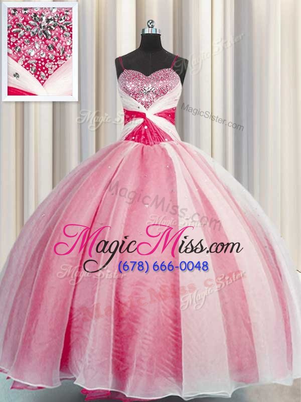 wholesale vintage organza sleeveless floor length 15 quinceanera dress and beading and sequins and ruching