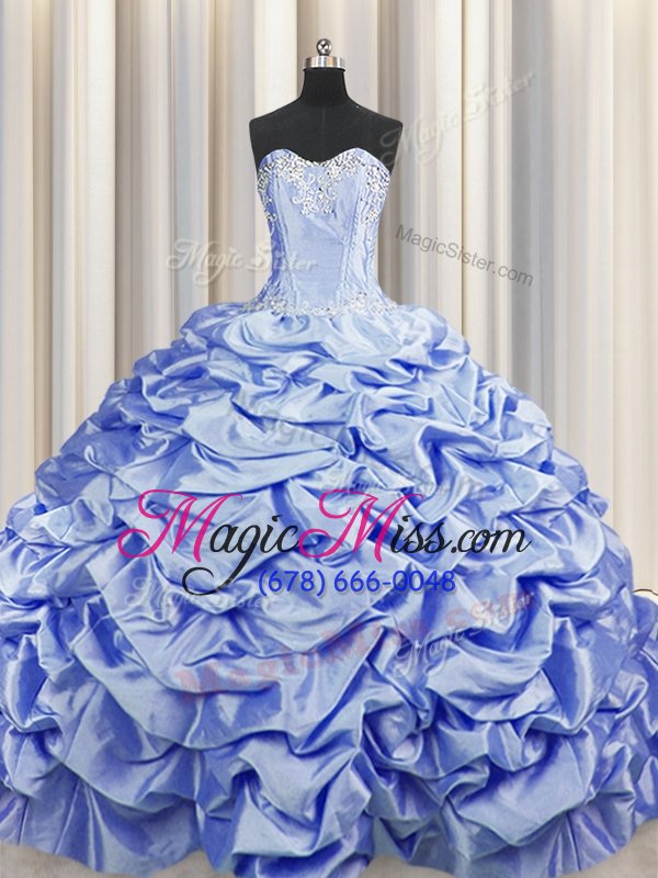 wholesale sweet brush train lavender sleeveless sweep train beading and pick ups vestidos de quinceanera