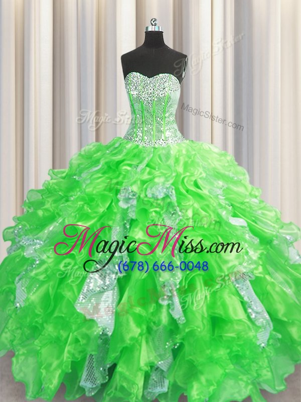 wholesale super visible boning quinceanera gowns military ball and sweet 16 and quinceanera and for with beading and ruffles and sequins sweetheart sleeveless lace up