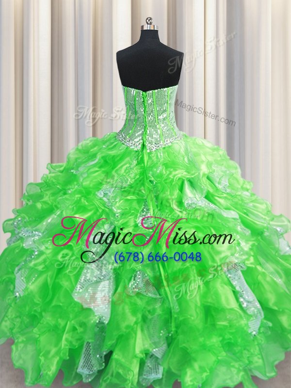 wholesale super visible boning quinceanera gowns military ball and sweet 16 and quinceanera and for with beading and ruffles and sequins sweetheart sleeveless lace up