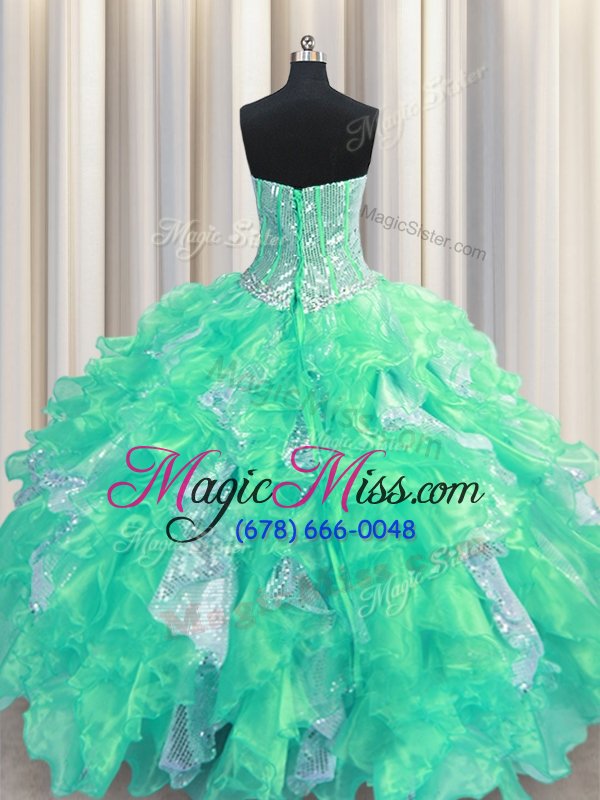 wholesale chic sleeveless beading and ruffles and sequins lace up 15th birthday dress