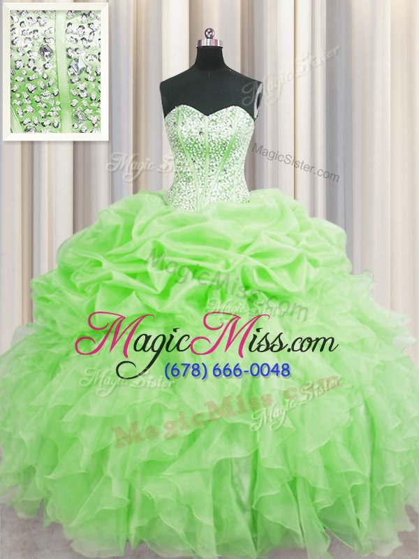 wholesale dynamic visible boning quinceanera gown military ball and sweet 16 and quinceanera and for with beading and ruffles and pick ups sweetheart sleeveless lace up