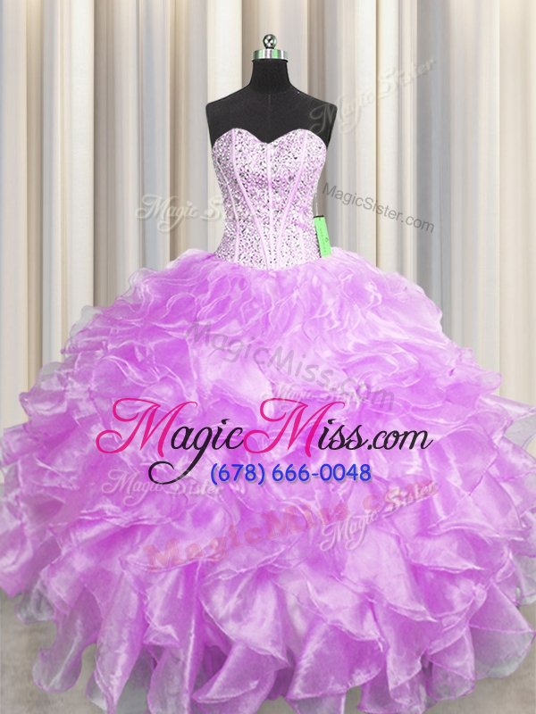 wholesale suitable visible boning zipper up sleeveless zipper floor length beading and ruffles vestidos de quinceanera