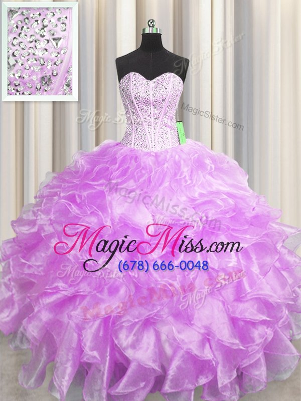 wholesale suitable visible boning zipper up sleeveless zipper floor length beading and ruffles vestidos de quinceanera