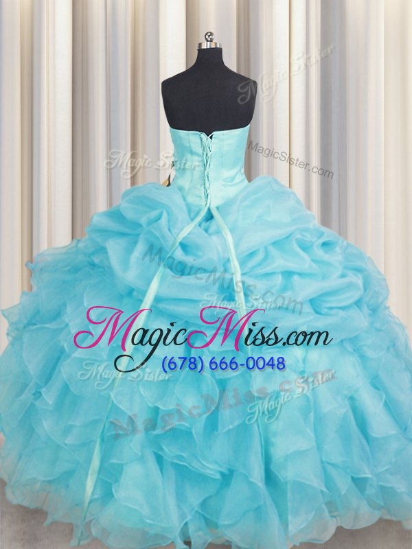 wholesale exceptional baby blue sweetheart neckline beading and ruffles 15th birthday dress sleeveless lace up