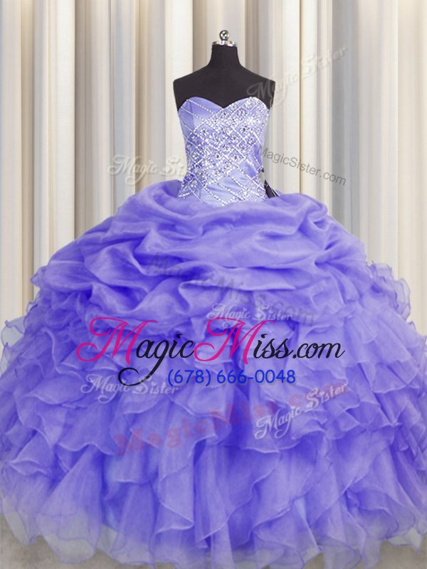 wholesale trendy sweetheart sleeveless organza quinceanera dresses beading and ruffles lace up