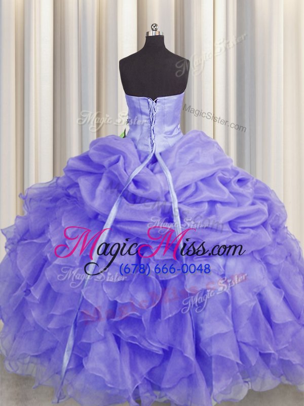 wholesale trendy sweetheart sleeveless organza quinceanera dresses beading and ruffles lace up