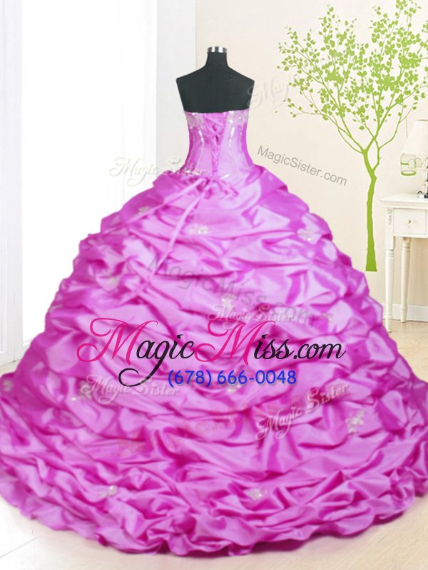 wholesale with train lace up 15th birthday dress lilac and in for military ball and sweet 16 and quinceanera with beading and pick ups sweep train