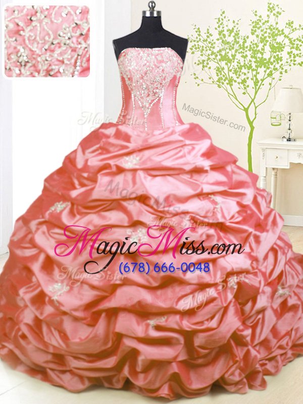 wholesale glorious with train lace up 15th birthday dress pink and in for military ball and sweet 16 with beading and pick ups sweep train