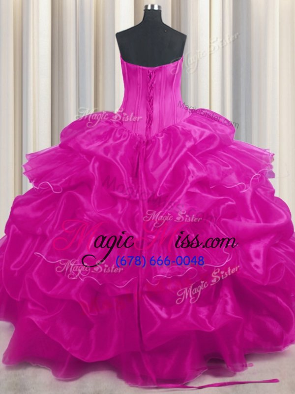 wholesale edgy strapless sleeveless organza 15th birthday dress beading and ruffled layers and pick ups lace up