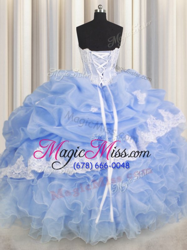 wholesale high quality floor length lace up sweet 16 dresses lavender and in for military ball and sweet 16 and quinceanera with beading and appliques and ruffled layers