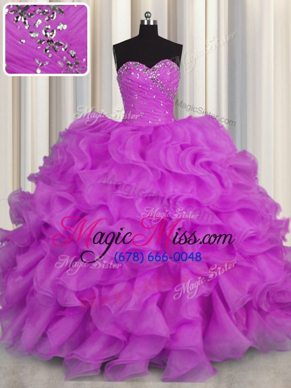 wholesale best floor length lace up 15th birthday dress purple and in for military ball and sweet 16 and quinceanera with beading and ruffles