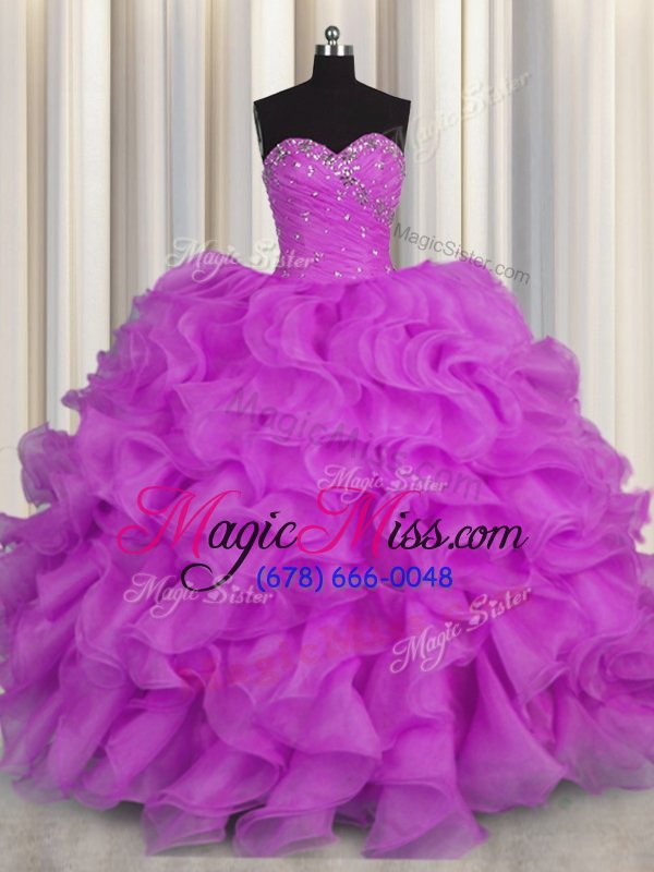 wholesale best floor length lace up 15th birthday dress purple and in for military ball and sweet 16 and quinceanera with beading and ruffles