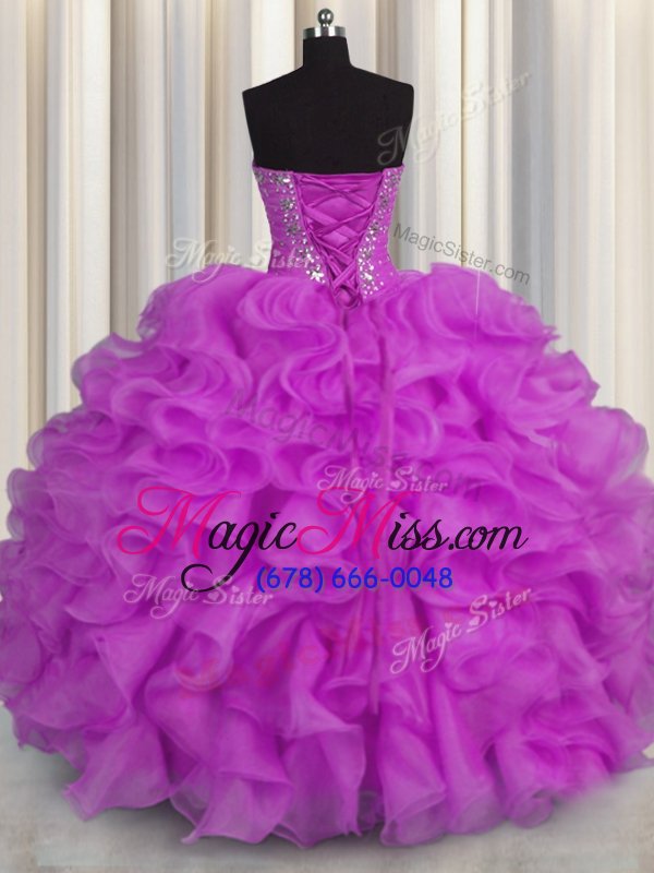 wholesale best floor length lace up 15th birthday dress purple and in for military ball and sweet 16 and quinceanera with beading and ruffles