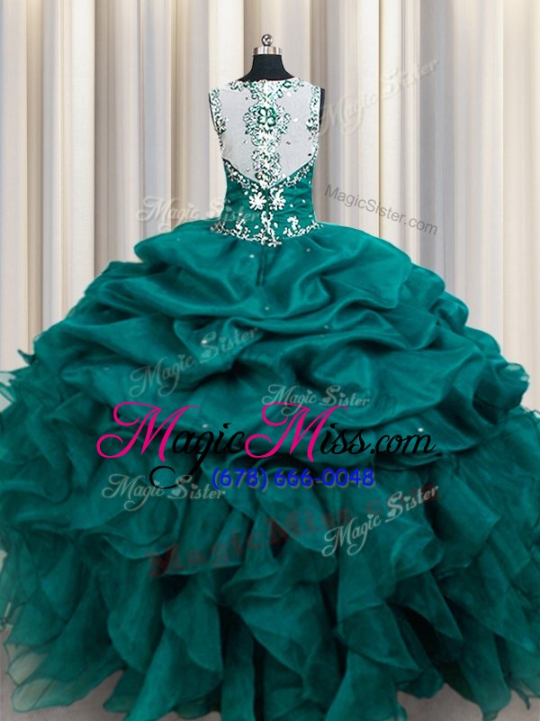 wholesale custom made straps straps sleeveless beading and ruffles and pick ups zipper 15 quinceanera dress