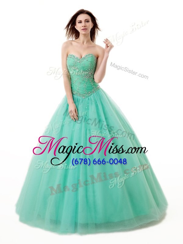 wholesale dynamic floor length a-line sleeveless turquoise quinceanera dress lace up