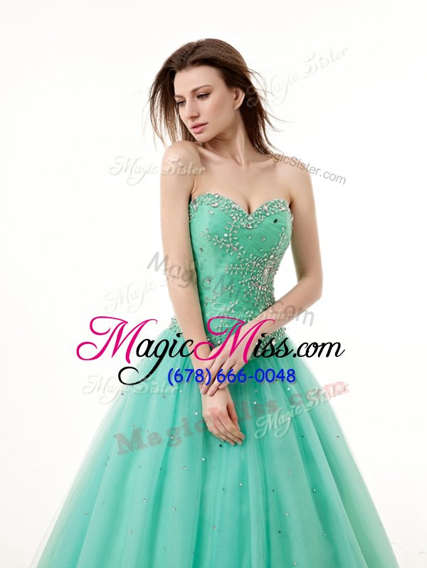 wholesale dynamic floor length a-line sleeveless turquoise quinceanera dress lace up