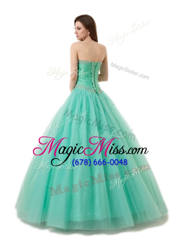 wholesale dynamic floor length a-line sleeveless turquoise quinceanera dress lace up