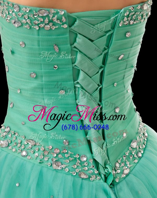 wholesale dynamic floor length a-line sleeveless turquoise quinceanera dress lace up