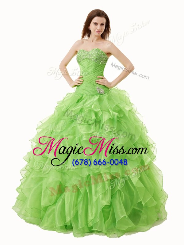 wholesale suitable beading and ruffles sweet 16 dress lace up sleeveless floor length